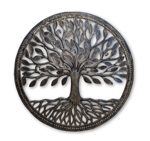 Small Tree of Life, Recycle Garden Tree, Framed with Roots 17.25"