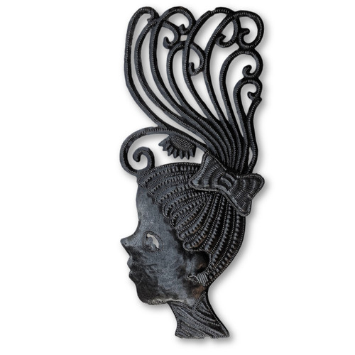 Metal Masks, Silhouette Girls, Decorative Wall Hanging, Collectible Mask Sculptures, Eclectic, Original, Unique Steel Metal Masks from Haiti  7" x 17" Metal Masks, Silhouette Girls, Decorative Wall Hanging, Collectible Mask Sculptures, Eclectic, Original, Unique Steel Metal Masks from Haiti  7" x 17"