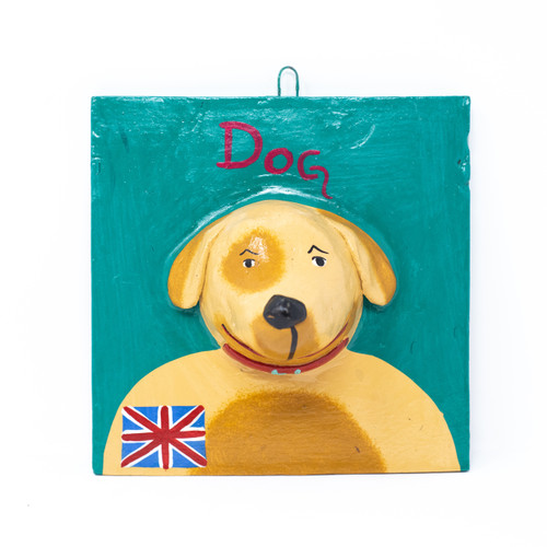 British, Britain, England, English, Dog, Furry Friend, Companion, Loyal Friend, Man's Best Friend, Plaque, Made in Mexico, Hecho en Mexico, Ortega Ceramics, Pottery, Handmade, Handcrafted, Hand Painted