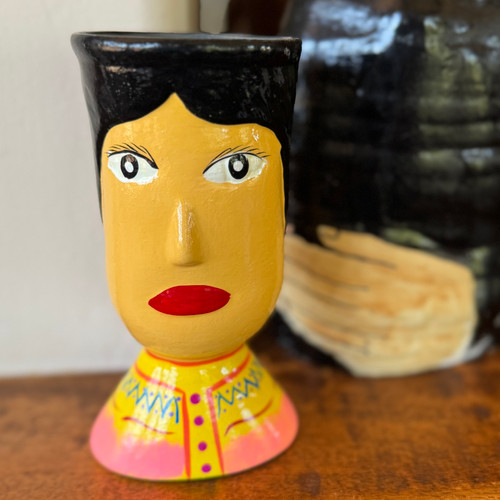 Guatemalan Folk Art Hand Painted Face Vace Human Race Project