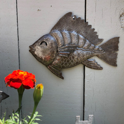 fish Haiti metal wall art fair trade recycle up-cycled fish Haiti metal wall art fair trade recycle up-cycled