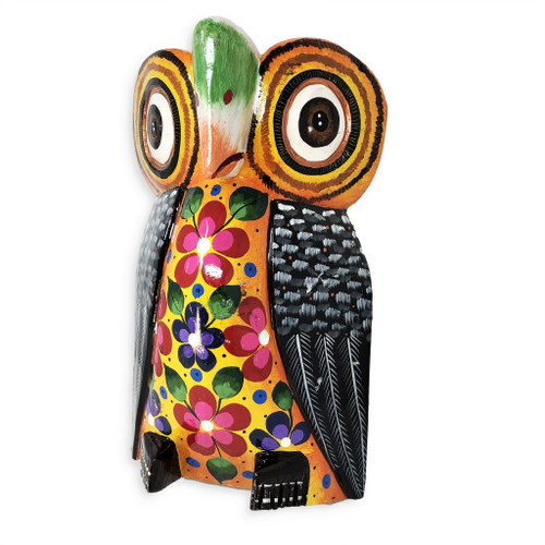 hand carved Guatemalan Owl Wooden mask wall art
