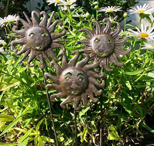 Metal Garden Stakes, Sunshine Garden Stakes, Sun Garden Decor 