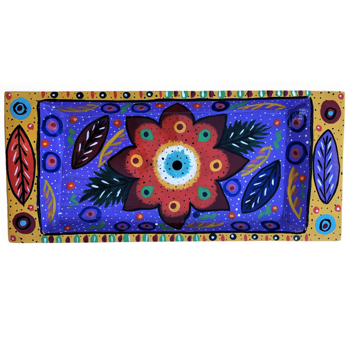 Guatemalan folk art bowl
Hand painted wooden tray
Floral folk art decor
Nahuala Guatemala art
