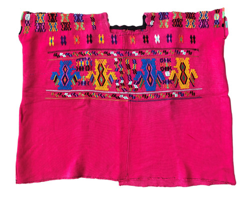Authentic Handmade Mayan Guatemalan Embroidered Huipil from San Juan Comalapa, Pink handwoven blouse