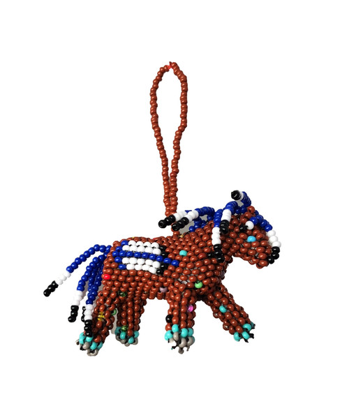 Mini Beaded Horse Brown, Novelty Christmas Tree Ornaments, Holiday Decoration, Handmade in Guatemala