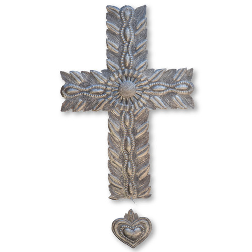 Cross, Milagro, Leaves, Tree of Life, Its Cactus, Haiti, Haitian Metal Art, Oil Barrels, Recycle, Recyclable, Crucifix, Religion, Religious Cross, Milagro, Leaves, Tree of Life, Its Cactus, Haiti, Haitian Metal Art, Oil Barrels, Recycle, Recyclable, Crucifix, Religion, Religious