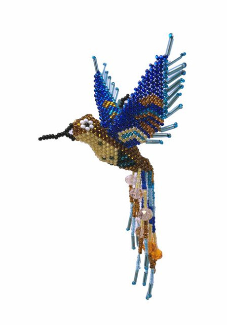 Hummingbird, Beaded Ornamental Figurine, Blue Tones, Golden Brown, Cream, and Orange, Christmas Tree Ornaments, Holiday Decoration, Handmade in Guatemala 3 Inches x 5 Inches Hummingbird, Beaded Ornamental Figurine, Blue Tones, Golden Brown, Cream, and Orange, Christmas Tree Ornaments, Holiday Decoration, Handmade in Guatemala 3 Inches x 5 Inches