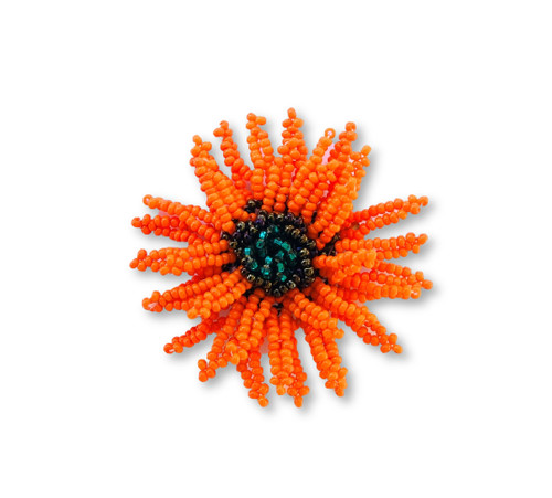 Flower Brooch, Beaded Pin for Clothing Decorations, Orange Mum, Fashion Jewelry, Gift for Her, Handmade in Guatemala, 2 Inches Flower Brooch, Beaded Pin for Clothing Decorations, Orange Mum, Fashion Jewelry, Gift for Her, Handmade in Guatemala, 2 Inches