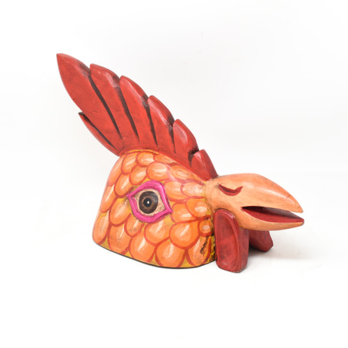 Gallo Rooster Mask, Hand Carved in Guatemala, By Artist Rodrigo Canil  16" x 9.5" x 7" Gallo Rooster Mask, Hand Carved in Guatemala, By Artist Rodrigo Canil  16" x 9.5" x 7"