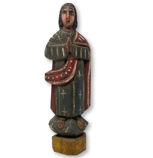 Hand Carved Saint Mary, Virgin de Guadalupe, Folk Art 12.25" x 4" x 2"
