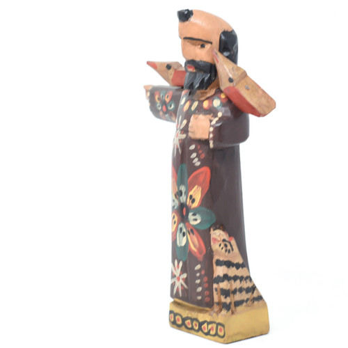 Hand Saint Francis with Birds and Lamb, Brown Colored Robe from Guatemala 8"