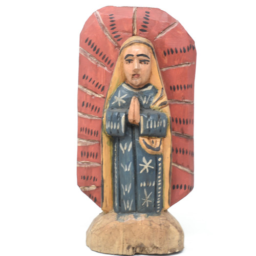 Our Lady of Guadalupe, Hand Carved in Guatemala 8" x 3.5" x 1.5"