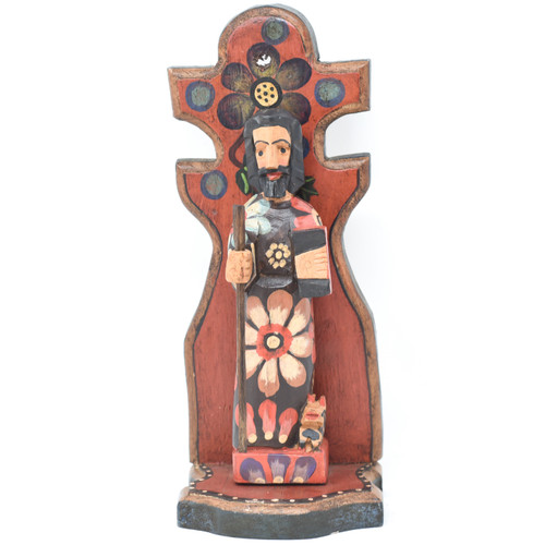 Jesus, Hand Carved  Red Alter, made in Guatemala, 10.5" x 3.5" x 4" Jesus, Hand Carved  Red Alter, made in Guatemala, 10.5" x 3.5" x 4"