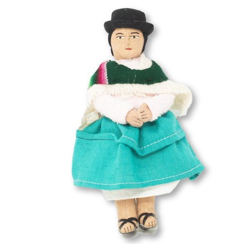 Handmade Doll, Cream Color Knit Sweater, Aymara Women with Baby on Back, Bolivian Altiplano 7" x 4" x 2" Handmade Doll, Cream Color Knit Sweater, Aymara Women with Baby on Back, Bolivian Altiplano 7" x 4" x 2"