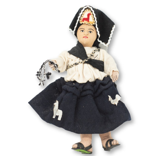 Bolivian Doll, Bolivian Doll with Llama Dress, Handmade Bolivian Doll, Bolivia Doll Handmade Cotton and Wool Traditional Dress, 9" x 6" x 3"