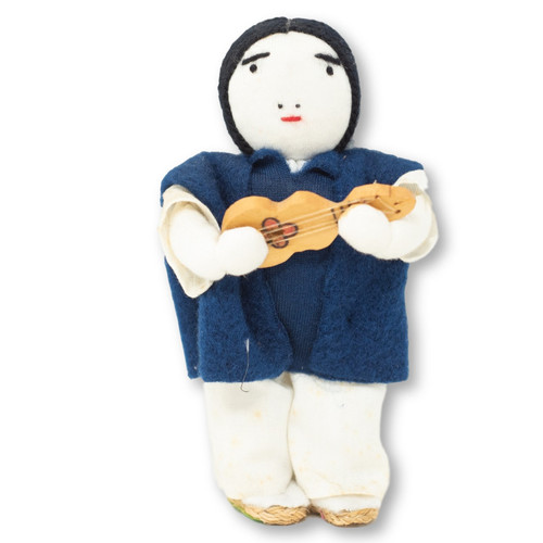 Ecuadorian Traditional Dressed Otavalo Musician, playing Guitar showing off the indigenous dress styles  7" x 4" 3" Ecuadorian Traditional Dressed Otavalo Musician, playing Guitar showing off the indigenous dress styles  7" x 4" 3"