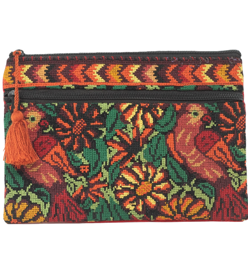 Huipil Clutch, Parrot Clutch, Orange Parrots Huipil, Vintage Huipil Purse, Vintage Huipil Clutch  Huipil Clutch, Parrot Clutch, Orange Parrots Huipil, Vintage Huipil Purse, Vintage Huipil Clutch