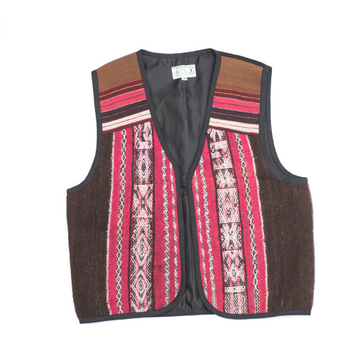Unisex Bolivian Vest made from Traditional Antique Manta Size Medium