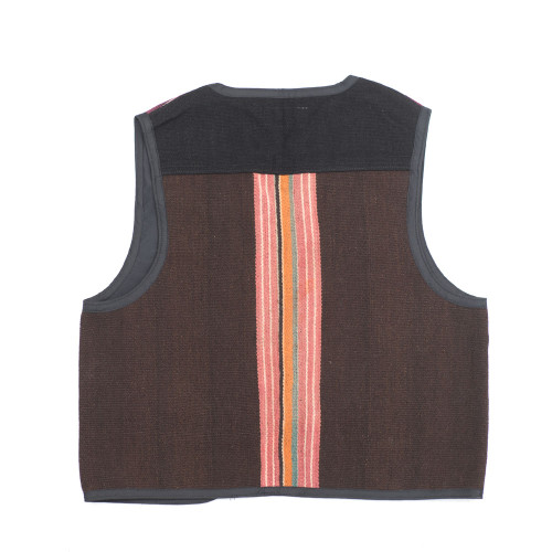 Unisex Bolivian Vest made from Traditional Antique Manta Size Small, Vest 26