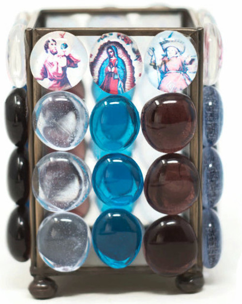Saints encased in Resin beads  3" x 3.75" x 3" Folk Art