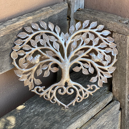 Haiti Heart, Heart Tree of Life, Anniversary Tree, Anniversary Birds on Tree of Life, Celtic Tree, Love Birds on Tree of Life, Wedding Day Gift, Home Decor, Garden Decor, Home & Garden Tree, Heart Shaped Tree with Birds