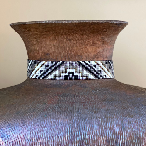 Beaded Western Style Hat Band, 1 Inch Wide Hatband, Hat Accessory, Leather Ties, Mayan Design, Handmade in Guatemala, Hatband 41