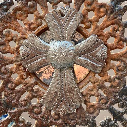 Metal Wall Art, Milagro Sacred Cross, Take Your Worry Away, Ornamental, Gift tag, Handmade in Haiti 3.5" x 4.5" (SM446-Indiv-B) Metal Wall Art, Milagro Sacred Cross, Take Your Worry Away, Ornamental, Gift tag, Handmade in Haiti 3.5" x 4.5" (SM446-Indiv-B)