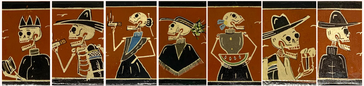 Day of the Dead Ceramic Tiles, Vintage Day of the Dead Tiles, Dia de los Muertos Tiles 