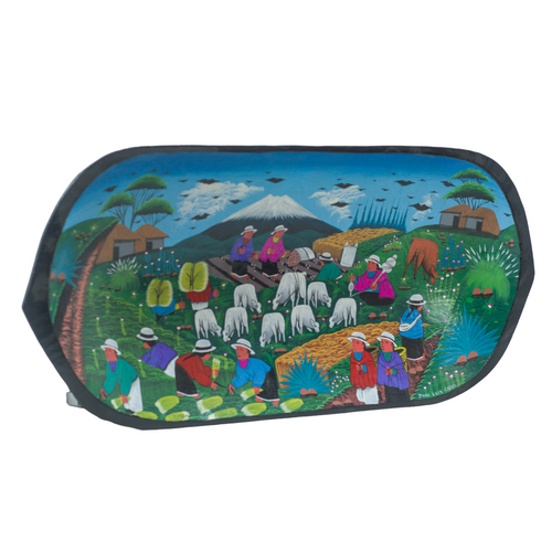 Vintage Ecuador Folk Art, Decorative Plate by Juan Luis Cuyo, Quechua