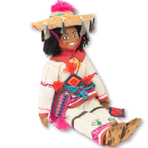 Handmade Mexican Folk Art, Huichol Boy Handmade Doll in