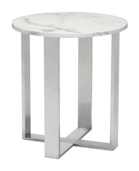 Atlas End Table in White, Silver (339|100711)