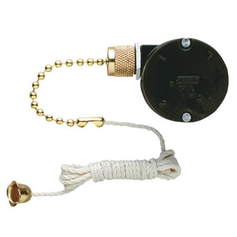 Fan Switch 3-Speed Fan Switch with Pull Chain Triple Capacitor 8-Wire Unit in Polished Brass (88|7707500)