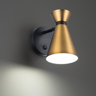 Pin Up LED Swing Arm Wall Lamp in Black/Aged Brass (34|BL-57108-BK/AB)