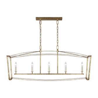 Thayer Five Light Linear Chandelier in Antique Gild (454|F3326/5ADB)