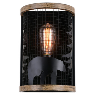 Kodiak One Light Wall Sconce in Black and Burnished Teak (63|W0408)