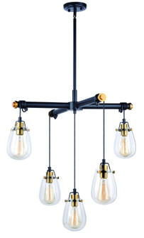 Kassidy Five Light Chandelier in Black and Natural Brass (63|H0184)