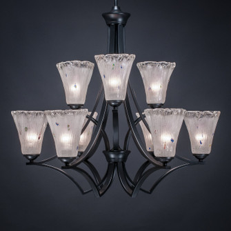 Zilo Nine Light Chandelier in Matte Black (200|569-MB-721)