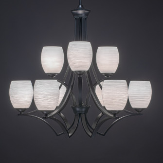 Zilo Nine Light Chandelier in Matte Black (200|569-MB-615)