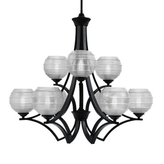 Zilo Nine Light Chandelier in Matte Black (200|569-MB-5110)