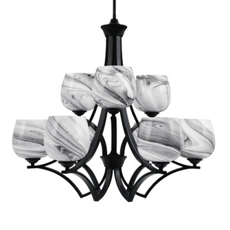 Zilo Nine Light Chandelier in Matte Black (200|569-MB-4819)