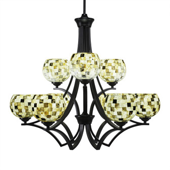 Zilo Nine Light Chandelier in Matte Black (200|569-MB-407)