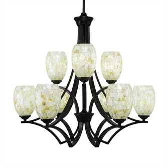 Zilo Nine Light Chandelier in Matte Black (200|569-MB-406)