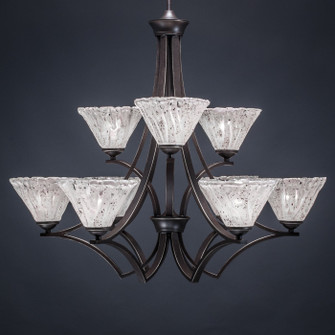 Zilo Nine Light Chandelier in Dark Granite (200|569-DG-7195)