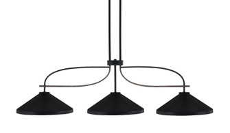 Monterey Three Light Island Pendant in Matte Black & Painted Distressed Wood-look (200|2936-MBDW-424-MB)