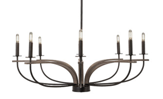 Monterey Eight Light Chandelier in Matte Black & Painted Distressed Wood-look (200|2908-MBDW)