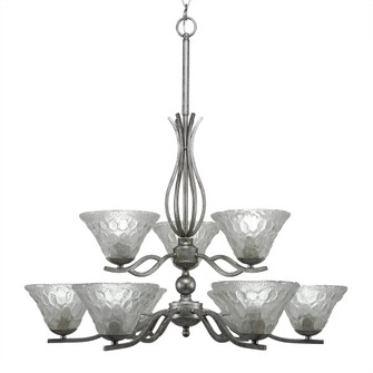 Revo Nine Light Chandelier in Aged Silver (200|249-AS-451)