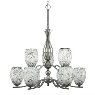 Revo Nine Light Chandelier in Aged Silver (200|249-AS-4165)