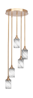 Empire Five Light Pendalier in New Age Brass (200|2145-NAB-3009)