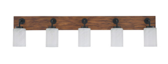 Oxbridge Five Light Bathroom Lighting in Matte Black & Painted Wood-look (200|1775-MBWG-3001)